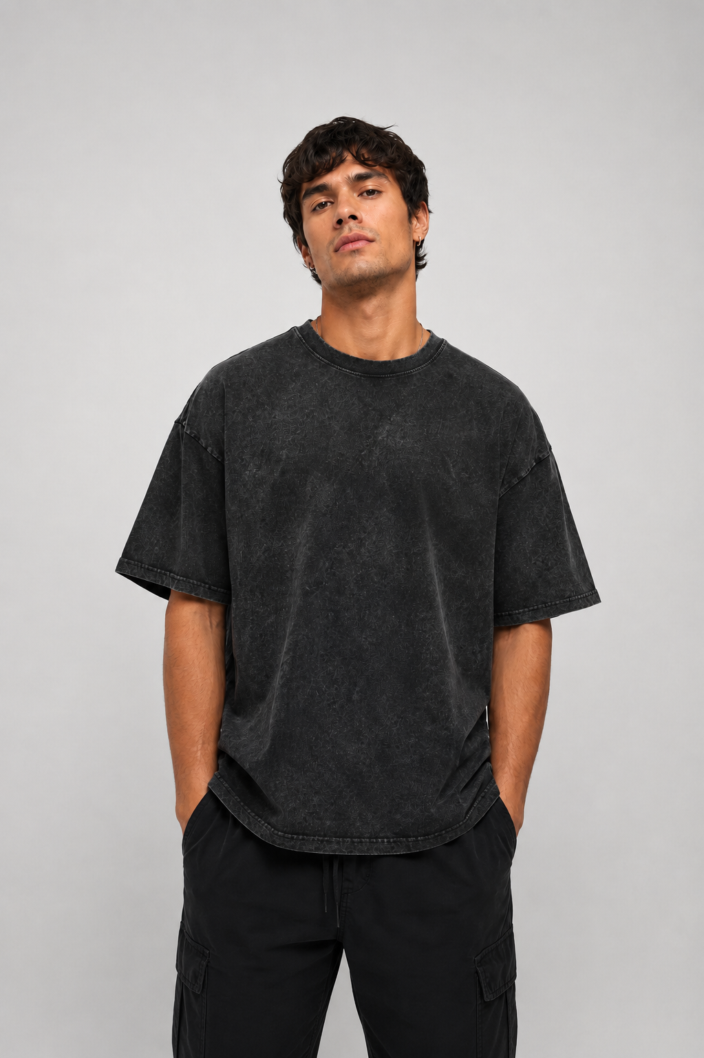 Plain Black Acid Wash T-Shirt
