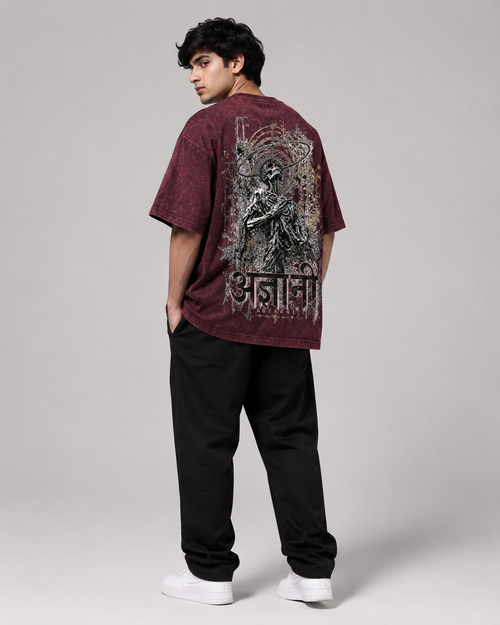 Aagyani Maroon Acid Wash T-Shirt