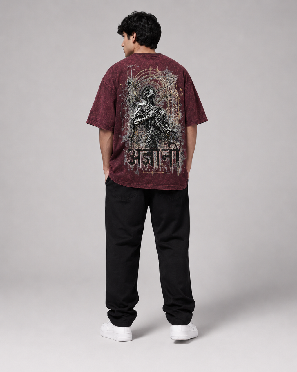 Aagyani Maroon Acid Wash T-Shirt