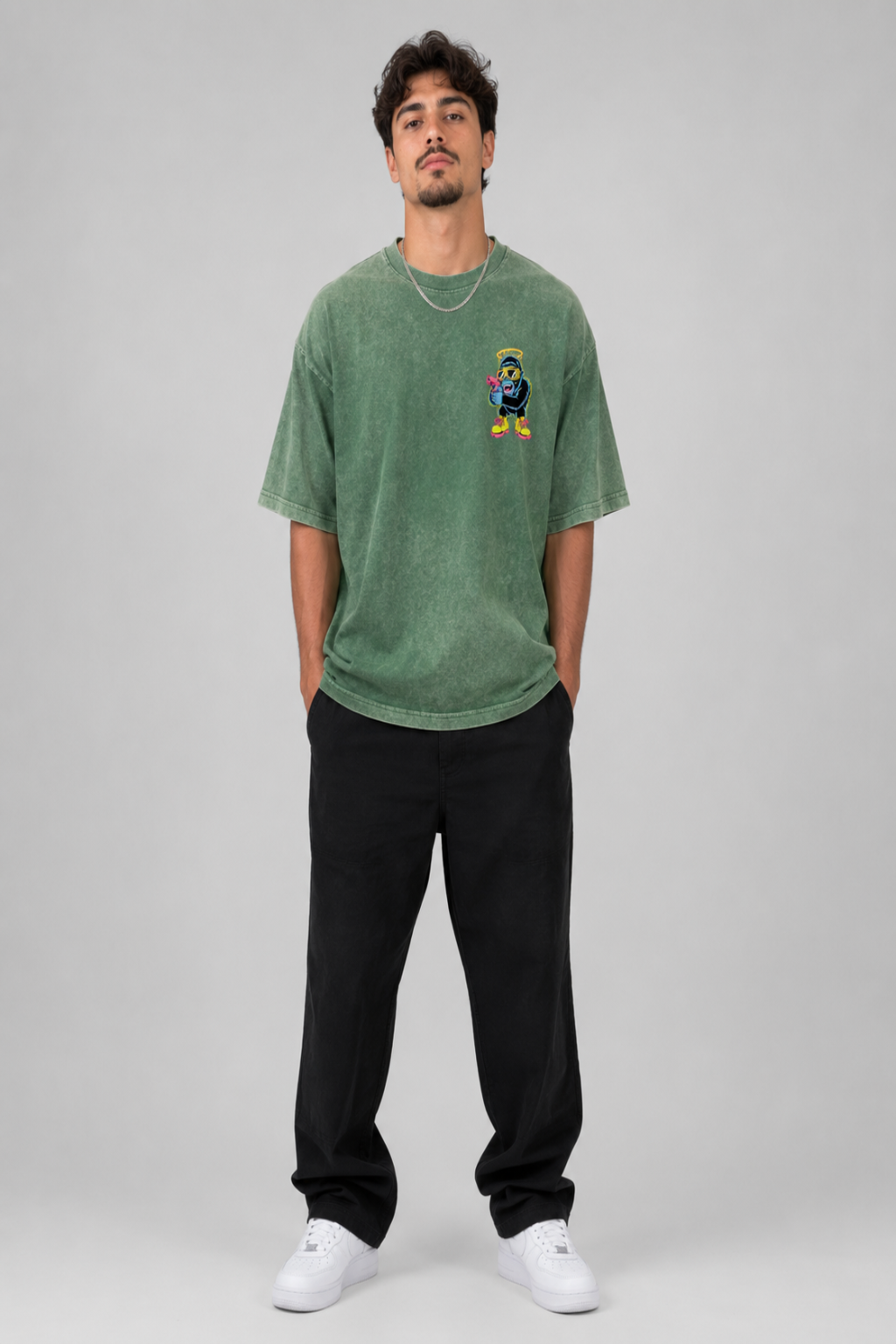 Holy Chaos Green Acid wash T-Shirt