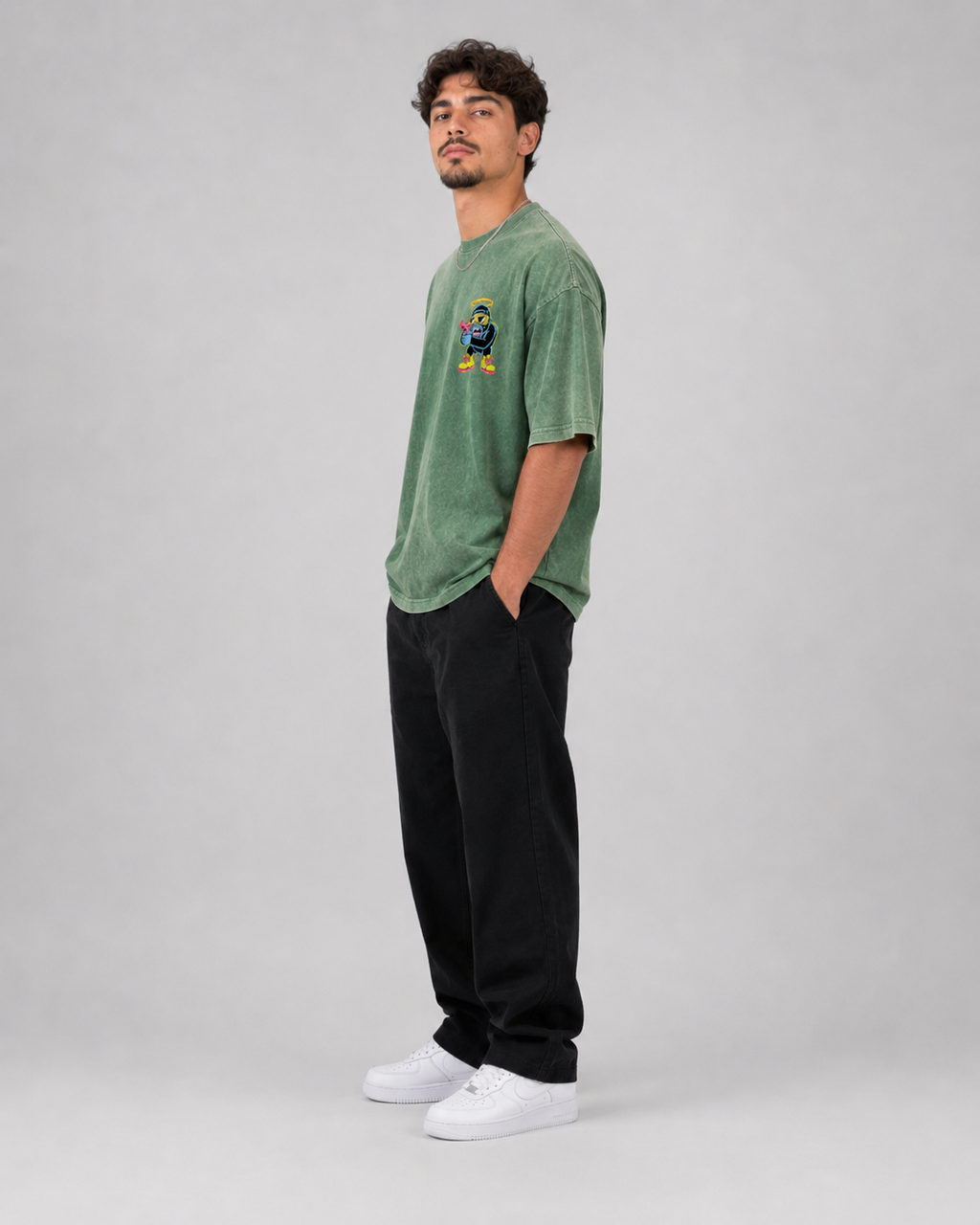 Holy Chaos Green Acid wash T-Shirt