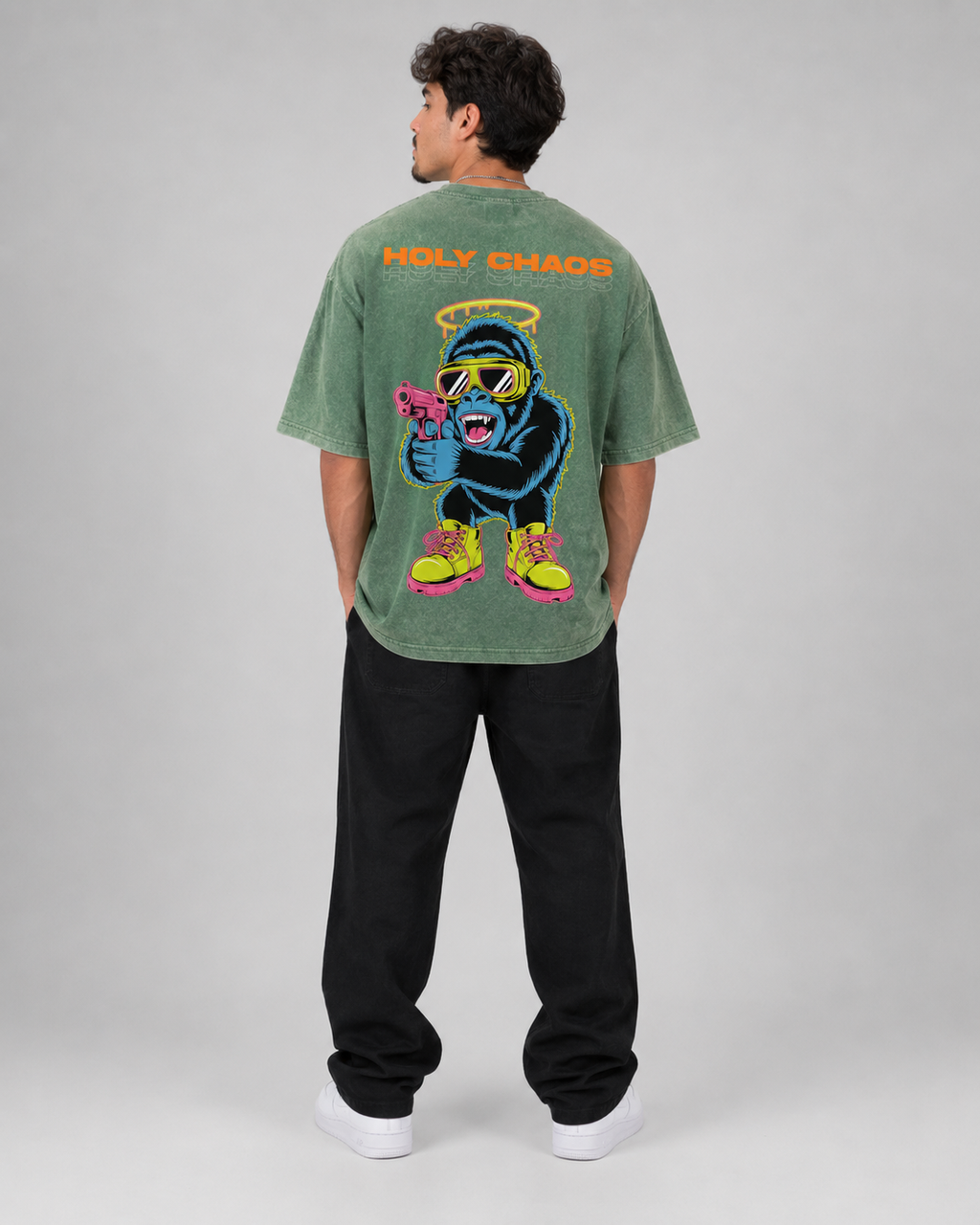 Holy Chaos Green Acid wash T-Shirt