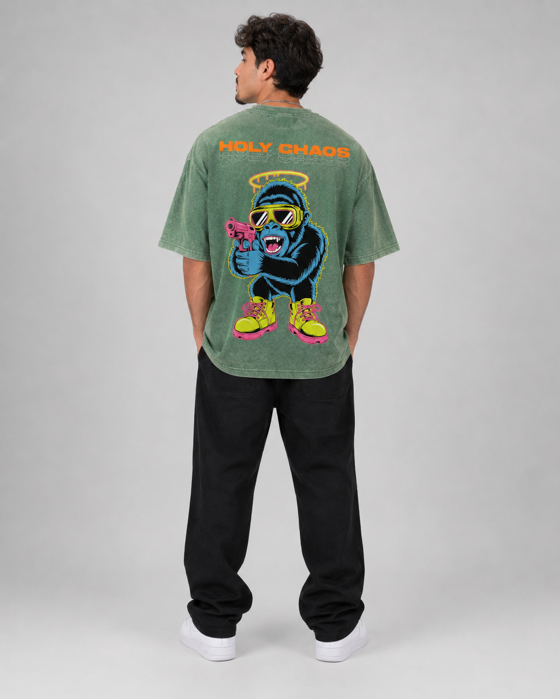 Holy Chaos Green Acid wash T-Shirt