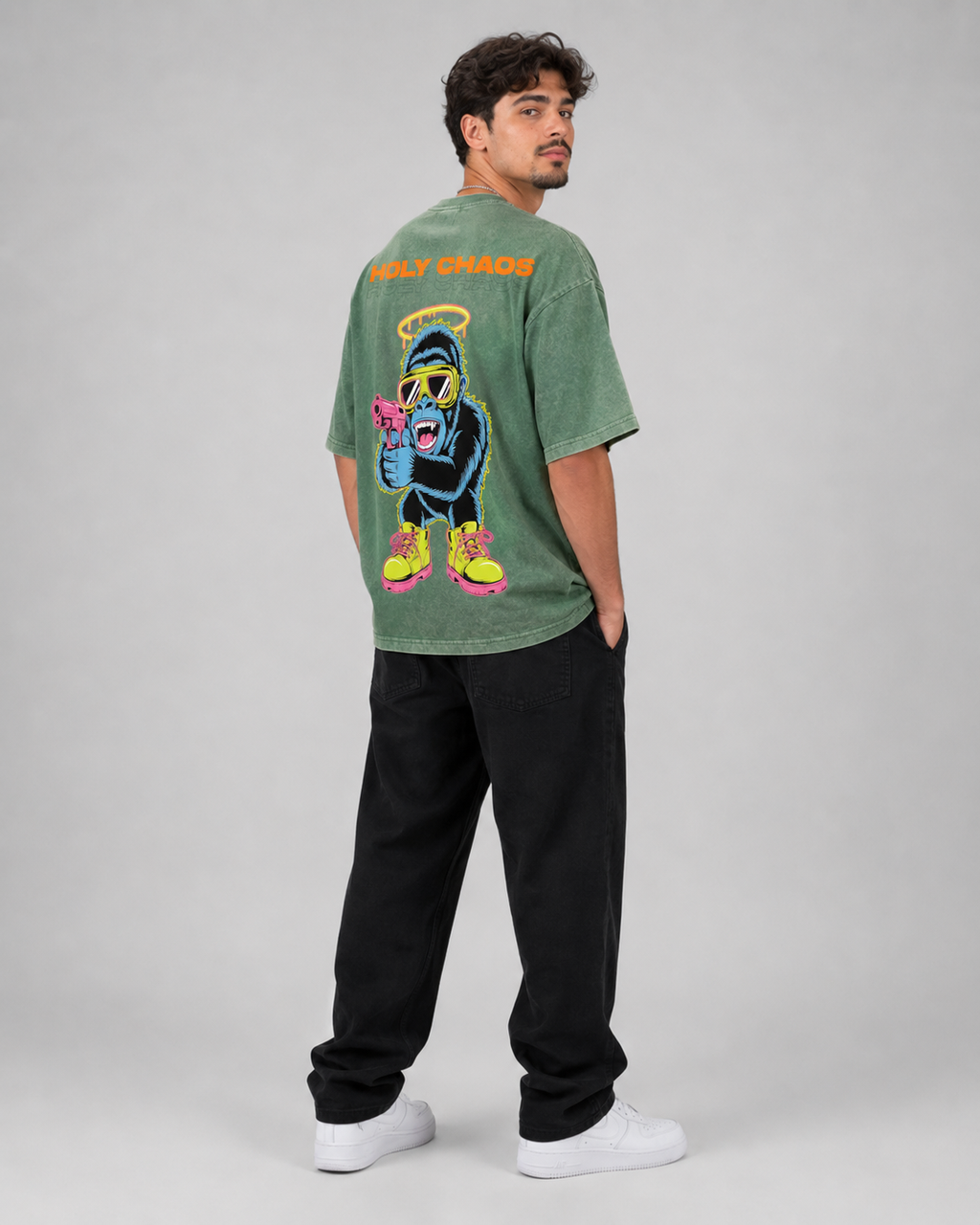 Holy Chaos Green Acid wash T-Shirt