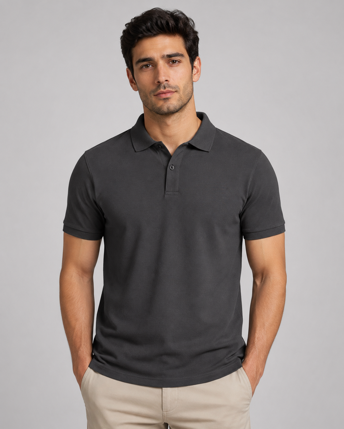 Plain Charcoal Polo T-Shirt