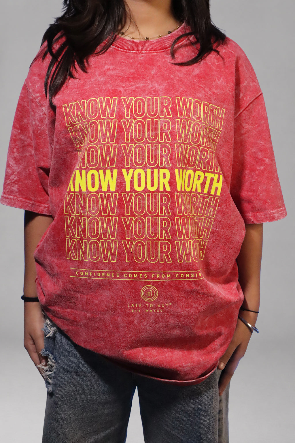 Know Your Worth Acid Wash T-Shirt