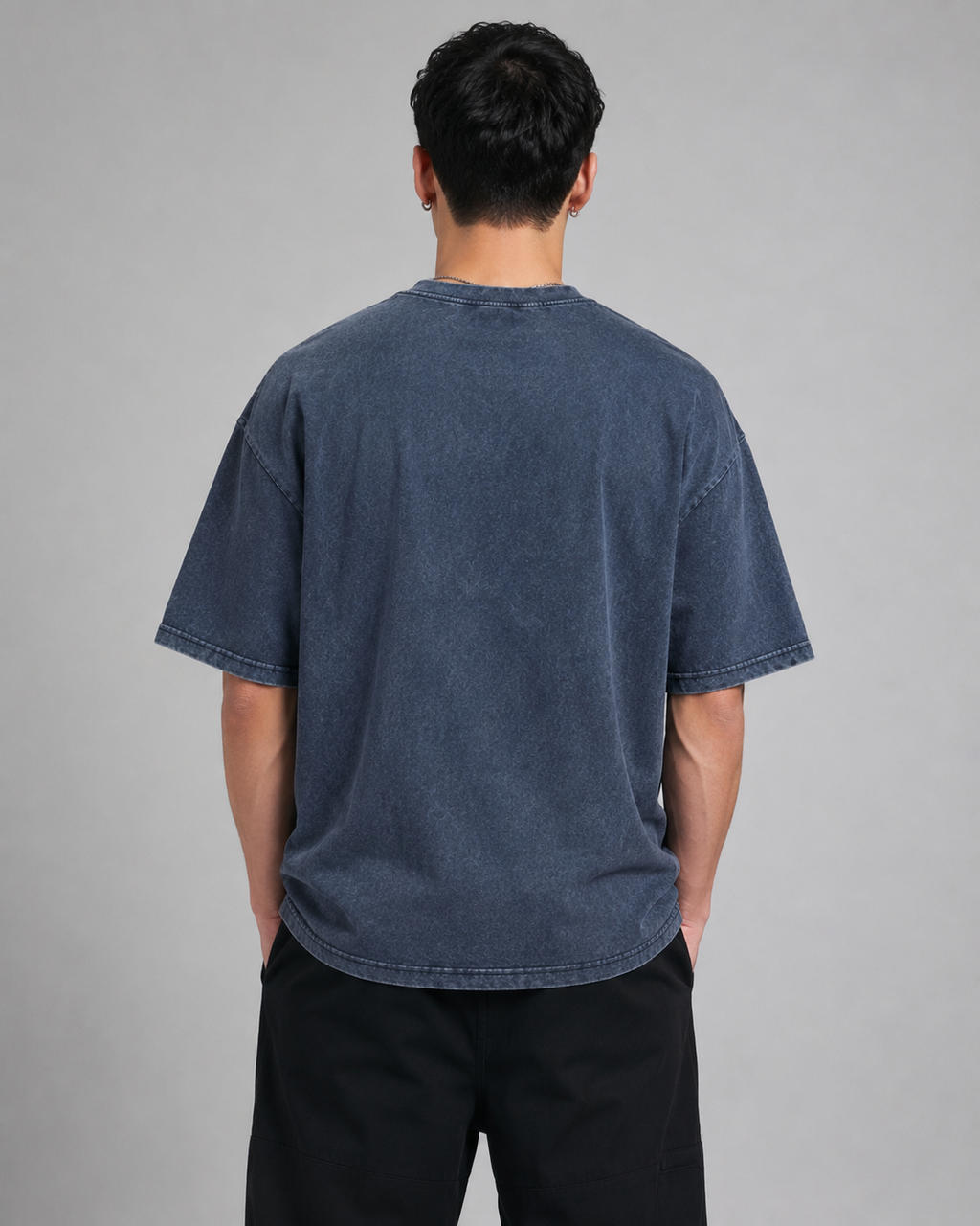Plain Blue Acid Wash T-Shirt