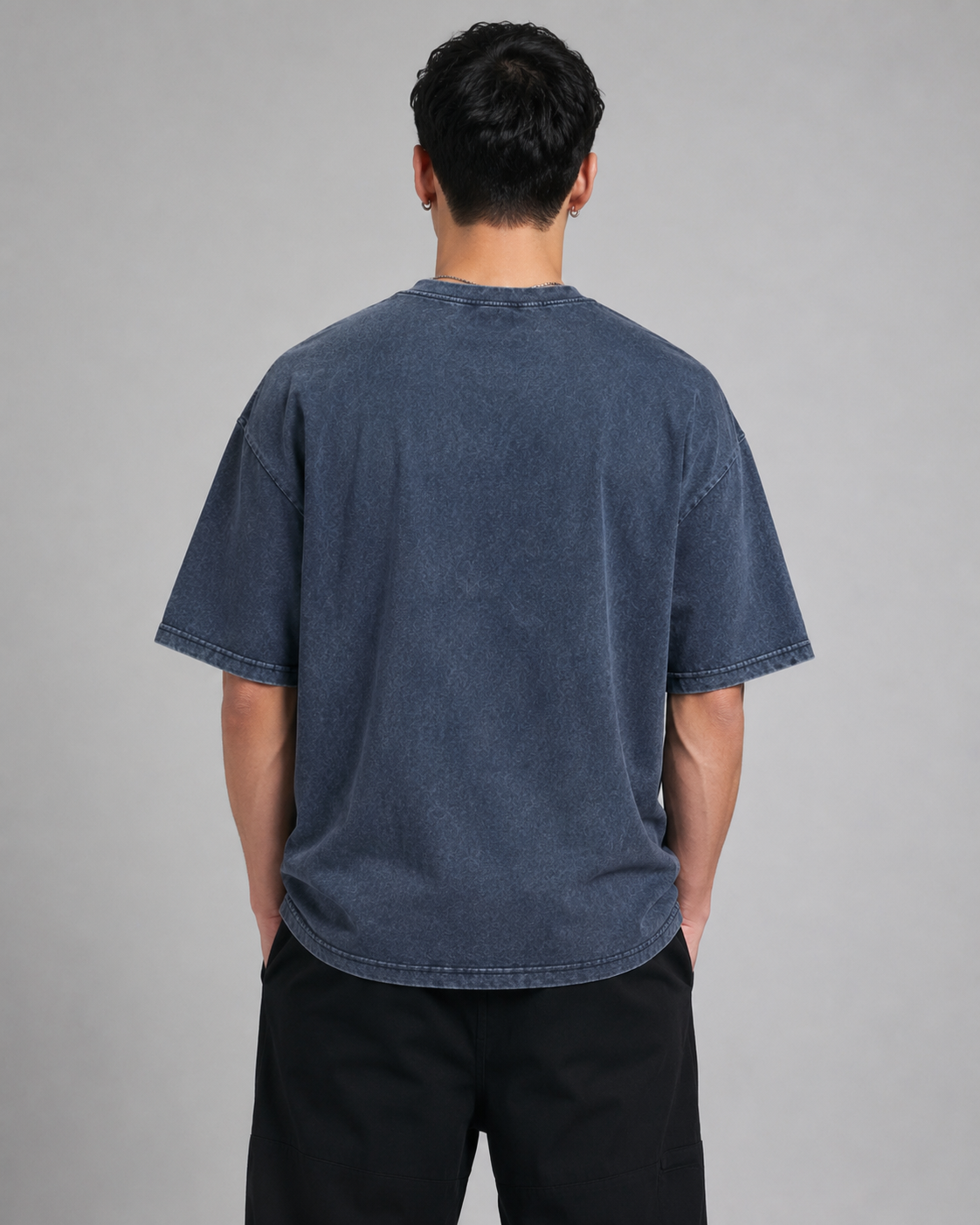 Plain Blue Acid Wash T-Shirt