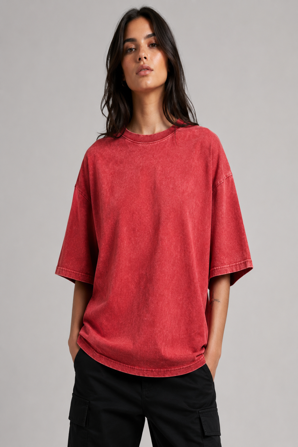 Plain Blue Acid Wash T-Shirt