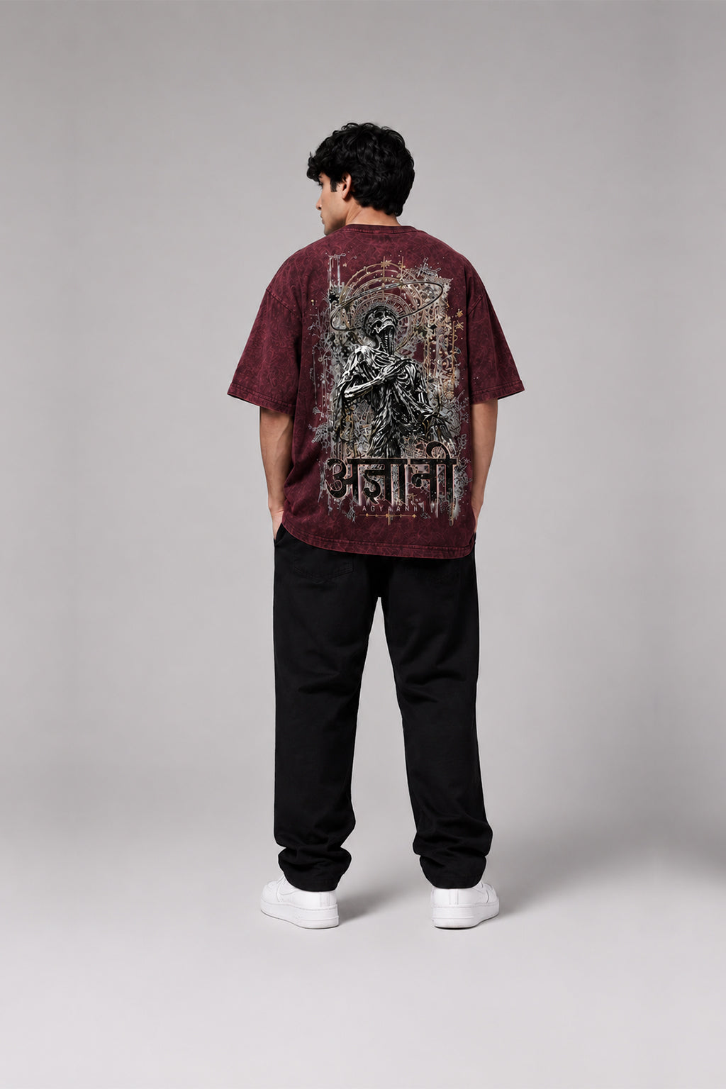 Aagyani Maroon Acid Wash T-Shirt